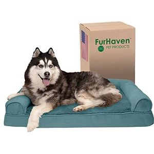 Furhaven XL Memory Foam Dog Bed Pluche & Suede Sofa-Style w/Afneembare Wasbare Cover - Deep Pool, Jumbo (XL)