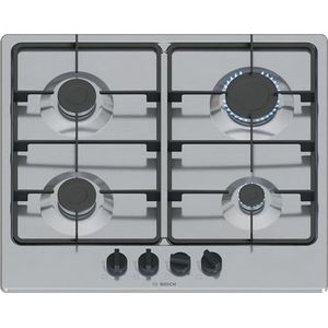 Bosch PGP6B5K60, Gasfornuis, Jumperknoppen: Ergonomische bediening, 4 pits, Staal, Exclusieve Amazon-versie, 60 cm, Serie 4 - NEW, Inox
