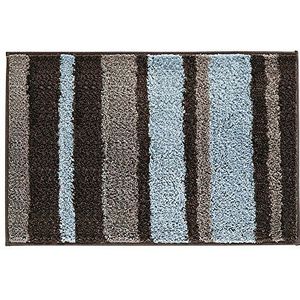 iDesign Microfiber tapijt Stripz, 50 x 80 cm, Mocha, 100% polyester, mokka/grijs