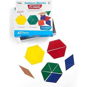 hand2mind 92857 Demonstration Clings Pattern Blocks (leeftijd 4+) Ze kunnen op elk glad oppervlak worden geklikt, geen magneten meer (47 stuks)