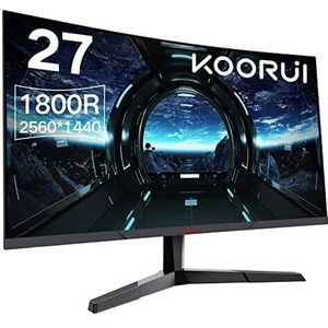 KOORUI PC Gaming Monitor 27 inch – 144HZ 1ms, resolutie 2560 x 1440 (QHD), DCI-P3-afdekking bij 85%, ultradun frame, verstelbare helling, HDMI/DP/VGA/audio-uitgang 【VESA】