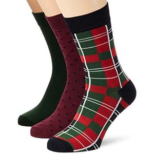 Only & Sons Onsfinch Basic Lot de 3 paires de chaussettes de Noël pour homme, Eden/Pack:+PROMGRANATE+VÉRIFIER, taille unique