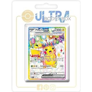 Pikachu ex 219/191 Full Art Secret Tercrystal - Ultraboost X Scarlet en Violet 8 - Doordringende Vonken Set met 10 Franse Pokémon-kaarten