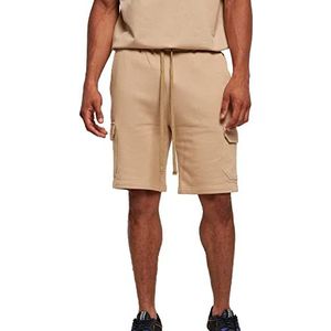 Urban Classics Heren Shorts van biologisch katoen Organic Cotton Cargo Sweatshorts, korte joggingbroek met cargozakken voor mannen in 2 kleuren, maten S - 5XL, effen beige