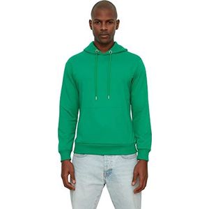 Trendyol Tendyol heren sweatshirt lange mouwen met normaal gebruik en gebroken kangoeroezakken smaragdgroen, S, Emerald Groen