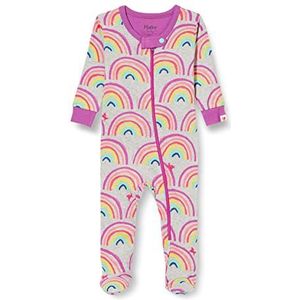 Hatley Organic Cotton Footed Sleepsuit pantoffels voor baby's, meisjes, Regenboog Dreams