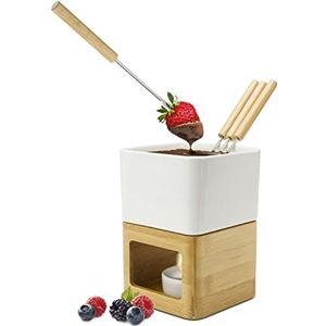 ROMINOX Cadeauartikel voor chocoladefondue. Dolce met steelpan, windlicht en 4 pieken in verschillende grijstinten, ook voor kaasfondue of vleesfondue; ca. 11 x