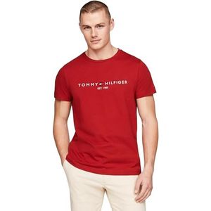 Tommy Hilfiger T-shirt à manches courtes pour homme avec logo Tommy et col rond, Rouge (Dark Magma), 3XL
