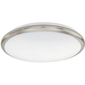 EGLO LED plafondlamp Manilva, 1 lichtpunt, plafondlamp, wandlamp met decoratie in mat nikkel, materiaal: staal en kunststof, kleur: mat nikkel, wit, Ø: 30 cm