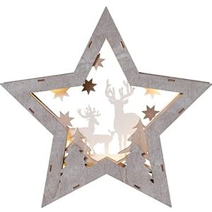 EGLO LED 410414 kerstdecoratie, ster bos en winterlandschap, werkt op batterijen, warm wit, 33,5 x 35,5 cm