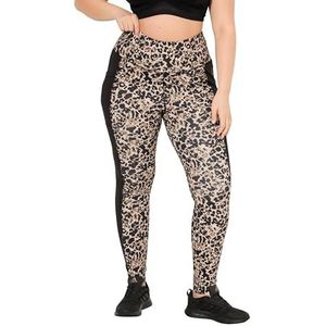 Ulla Popken Sportlegging, Leomuster, Sneldrogend, Recycelt Damesbroek, Geel.