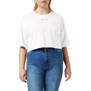 Champion American Classics-Crop Oversize S/S T-shirt voor dames, Wit.