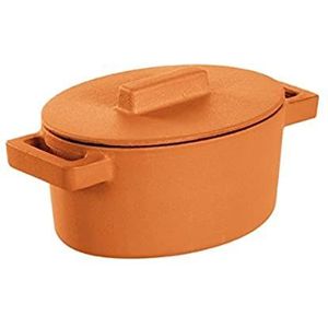 Sambonet - Gietijzer Braadpan Oranje - Ovaal - 13 cm x 10 cm incl deksel