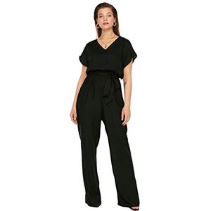 Trendyol Salopette tissée unie pour femme, Noir, 74 grande taille