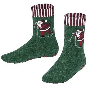 FALKE Skiing Santa Katoen Duurzaam Alpaca Siliconen Knoppen 1 Paar Sok voor Slippers Unisex Kind, Groen (Light Pine 7421)