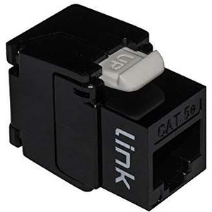 LINK LK5EUTB Keystone Jack Rj45, netwerkdoos, categorie 5E, Utp Tooless, 180 graden, vergulde contacten, 50 microfoon, zwart
