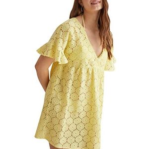 women'secret Korte gele gebloemde jurk voor dames, geel/goud, S, Geel/goud