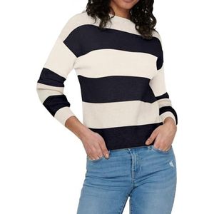 ONLY Onlatia L/S Stripe Pullover Knt Noos Sweater voor dames, Whitecap Grijs/strepen: nachtelijke hemel