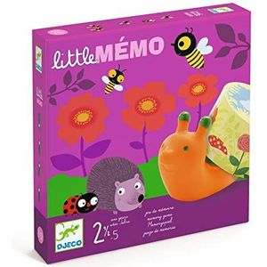 DJECO Little Memo - Geheugen- en Observatiespel voor kinderen van 2,5 tot 5 jaar - Ontdek welk dier zich onder de struik verstopt! 9 dierenfiguren, gemakkelijk te vangen, 30 bloemenchips - 2 tot 4