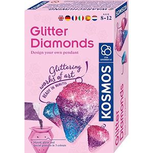 KOSMOS Glitterdiamanten, fonkelende sieradenhangers maken, met gietvormen, sieradenbanden, glitters, granulaat in 3 kleuren, experimenteerset voor kinderen van 8 tot 12 jaar, meertalige handleiding