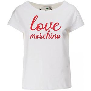 Love Moschino Boxy Fit Dames T-Shirt Korte Mouw, Optisch wit.