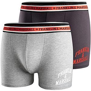 Franklin & Marshall Boxershorts voor heren, Licht Grijs Melange/Zwart/Wit