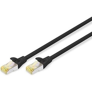 DIGITUS Cat 6A LAN-kabel, 10 m, RJ45, netwerkkabel, S/FTP, afgeschermd, Cat-6 & Cat-7, zwart