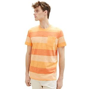 TOM TAILOR Uomini T-shirt 1035616, 31499 - Washed Out Orange Blockstripe, 3XL