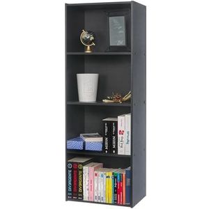 Iris Ohyama, Opbergkast, boekenkast, 4 legplanken, robuust, multifunctioneel, kantoor, ingang, slaapkamer, woonkamer – Basic Storage Shelf CX-4 – eiken zwart