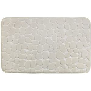 WENKO Memory Foam Pebbles Badmat, antislip, zeer zachte kwaliteit met geheugenschuimvulling, polyester, 50 x 80 cm, beige