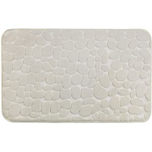 WENKO Memory Foam Pebbles Badmat beige - Badmat antislip zeer zachte kwaliteit met traagschuimvulling, polyester, 50 x 80 cm, beige