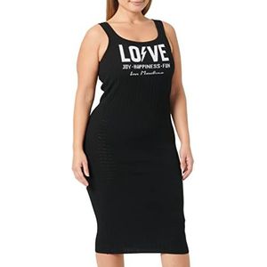 Love Moschino Mouwloze lange ribbed Dress_Logo & Flash Print jurk, zwart (Black C74), maat 38 (fabrieksmaat: 42) dames, zwart (black C74), 38, zwart (black C74)