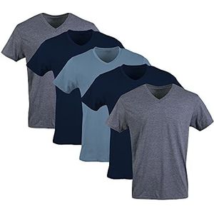 GILDAN Gildan T-shirt voor heren met V-hals, marineblauw/marineblauw gemêleerd/indigoblauw (5 stuks)