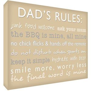 Feel Good Art Dad's Rules, gepolijste diamantdecoratie, 14,8 x 10,5 x 2 cm, klein, beige, Dad's Rules)