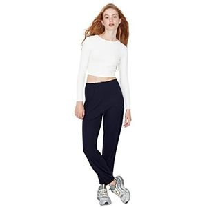 Trendyol Joggingbroek voor dames, hoge taille, joggingbroek met elastische manchetten, marineblauw, S, Navy Blauw