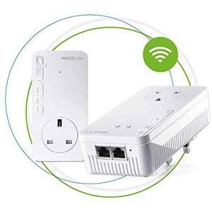 devolo Magic 1-1200 WiFi 5 Starter Kit 5: stabiel werken thuis, hoge prestaties (Wi-Fi mesh, tot 1200 Mbps via Powerline, WLAN 5, WLAN overal, toegangspunt, 2 snelle poorten