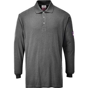 Portwest Poloshirt met lange mouwen, antistatisch, vuurbestendig, maat XL, grijs FR10GRRXL