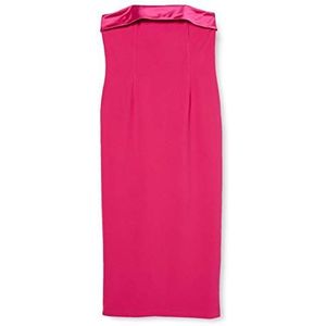 Gina Bacconi Maria cocktailjurk voor dames, lange cocktailjurk, satijnen jurk, Fuchsia