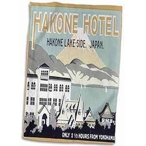 3dRose Vintage Hotel Hakone Lake-Side, Japon Bagage Label Serviette Blanc, 38,1 x 55,9 cm
