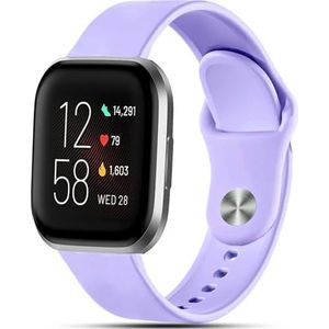 VELULYX Siliconen armband, compatibel met Fitbit Versa 2/Fitbit Versa armband, sportarmband voor Fitbit Versa 2/Fitbit Versa Lite heren en dames, Roestvrij staal