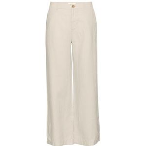 Part Two Women's Trousers Wide Legs High-Waisted Full-Length Zip and Button Femme, French Oak, 40