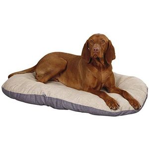 Kerbl Honden ligkussen Loneta (hondenkussen voor middelgrote tot grote rassen, lengte/breedte/hoogte 72/52/8 cm, hondenbed beige/grijs) 80355