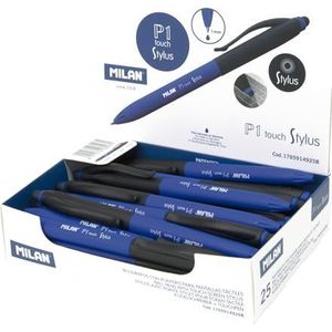 MILAN Displaydoos met 25 pennen P1 Touch Stylus, blauwe inkt