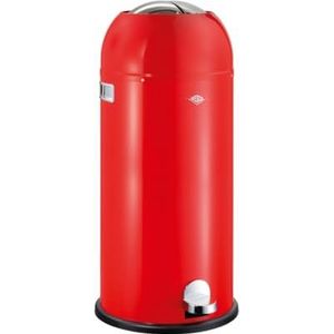 Wesco Kickmaster Maxi Afvalemmer rood, gepoedercoat plaatstaal, geïntegreerde schokdemper, 40 liter volume, grote opening