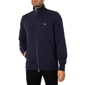 GANT Reg Shield Sweatshirt met doorlopende ritssluiting voor heren, Nachtblauw.