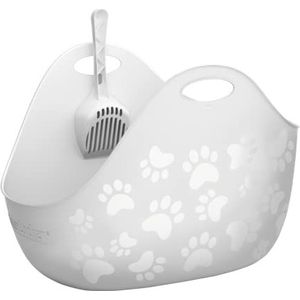 LitterLocker LitterBox Witte kattenbak, elegant en praktisch design, eenvoudig legen, inclusief schep