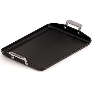 Valira VAA467425 Premium grillplaat, 34 x 25 cm, gemaakt in Spanje, gegoten aluminium met versterkte milieuvriendelijke antiaanbaklaag, geschikt voor inductie, zwart, 34 cm