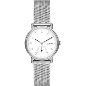 Skagen Damesriem Lille, zoetekauw Sub-Sekunde, roestvrij staal met 32 mm heupmaat en leer of roestvrijstalen band, zilverkleurig., Armband