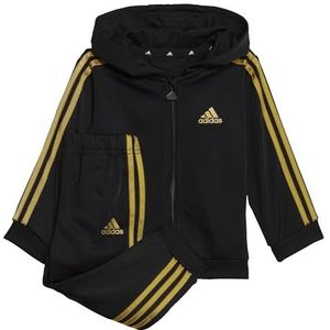 adidas Uniseks baby trainingsbroek Essentials Shiny Hooded Track Suit, zwart/goud met., 3-6 maanden