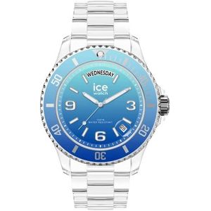 ICE-WATCH - Ice Clear Sunset – meerkleurig horloge met armband van kunststof, transparant, turquoise, blauw, medium (40 mm), armband, Turkoois, blauw, armband